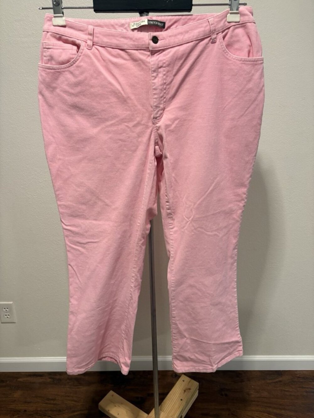 St. Johns Bay Pink Corduroy Pants Womens 20W 40X29 High Rise Stretch